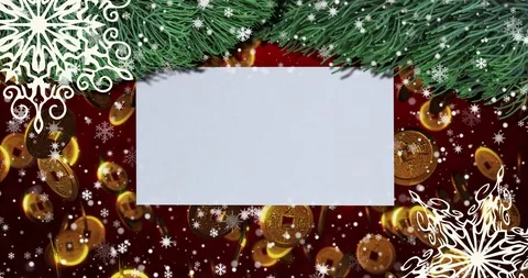 Christmas seamless loopable background with fir branches, snowflakes. Top view Stock Footage 105601374