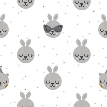 Christmas seamless pattern with animals Illustrazione stock