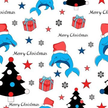 Christmas seamless pattern with animals. Stock Illustration