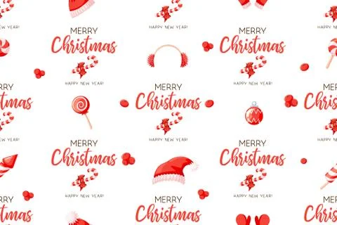 Christmas seamless pattern backdrop holiday elements on white background イラスト素材