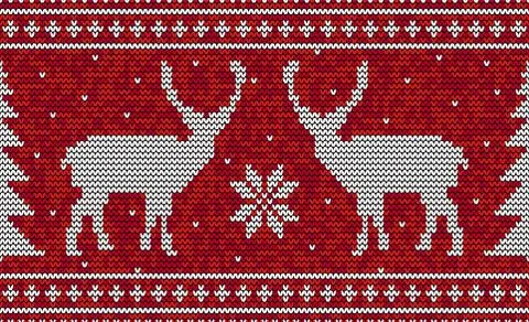 Christmas seamless pattern background with deer and pine tree vector Stock Illustration