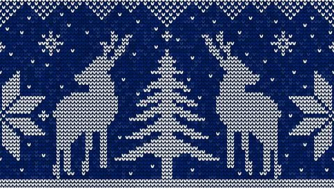 Christmas seamless pattern background with deers, snowflakes and pine trees v Illustrazione stock