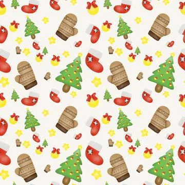 Christmas seamless pattern on background. Stock Illustration