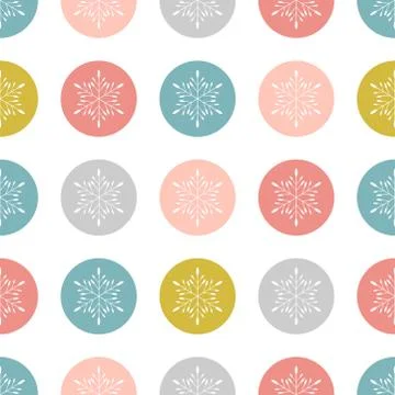 Christmas seamless pattern background. Simple flat design with snowflakes Stock Illustration