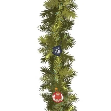 Christmas seamless pattern background. Spruce green garland isolated on white Stock Illustration