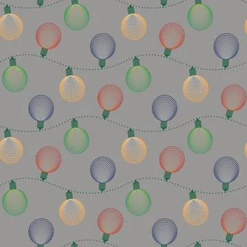 Christmas seamless pattern with ball electric garland. New Year print Stock Illustration