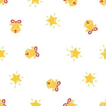 Christmas seamless pattern with bells and stars. Illustrazione stock
