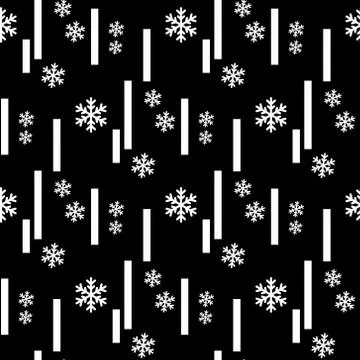 Christmas seamless pattern of big and small snowflakes, white on black. eps 1 Stock Illustration