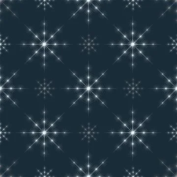 Christmas seamless pattern with big and small white snowflakes on dark blue.. 스톡 일러스트