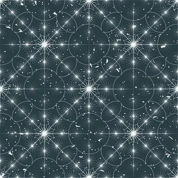 Christmas seamless pattern with big and small white snowflakes on dark blue.. Stock Illustration