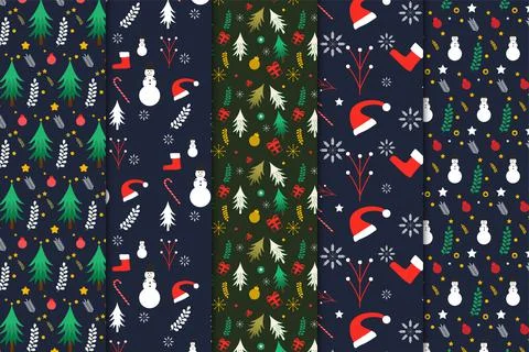 Christmas seamless pattern bundle with dark backgrounds. The abstract pattern Stock Illustration