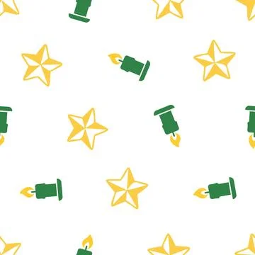 Christmas seamless pattern with candles and stars. Stockillustratie