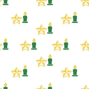 Christmas seamless pattern with candles and stars. Stockillustratie