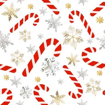Christmas seamless pattern with candy cane and snowflakes 스톡 일러스트