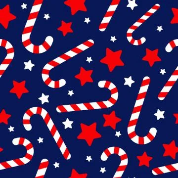 Christmas seamless pattern with candy canes Stock Illustration