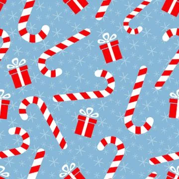 Christmas seamless pattern with candy canes Stock Illustration