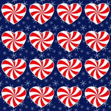 Christmas seamless pattern with candy canes in the shape of a heart Stock Illustration