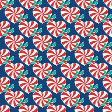 Christmas seamless pattern with candy canes in the shape of a heart Illustrazione stock
