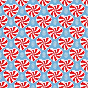 Christmas seamless pattern with candy canes in the shape of a heart Stock Illustration