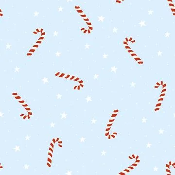 Christmas seamless pattern with candy canes over background with stars. Ilustração Stock