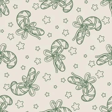 Christmas seamless pattern with candy canes Stock Illustration