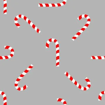 Christmas seamless pattern with candy on gray background. Stock Illustration