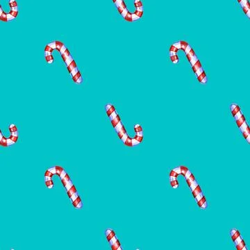 Christmas seamless pattern with cane lollipop Stock Illustration