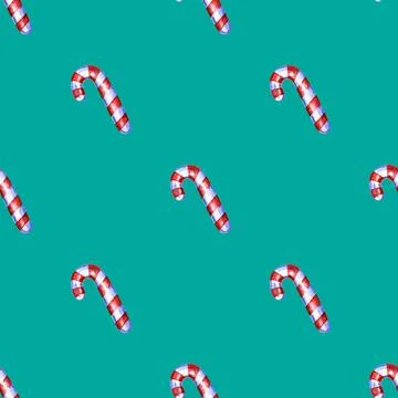 Christmas seamless pattern with cane lollipop Stock Illustration