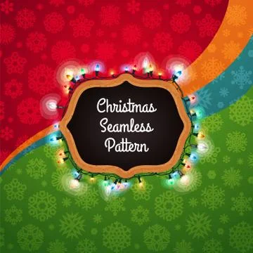 Christmas Seamless Pattern with a Chalkboard Decorated with Ligh Stock Illustration
