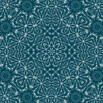Christmas seamless pattern. Christmas background blue. Snowflake pattern. H.. Stock Illustration