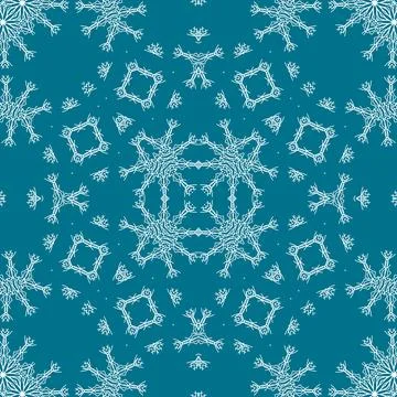 Christmas seamless pattern. Christmas background blue. Snowflake pattern. H.. Stock Illustration