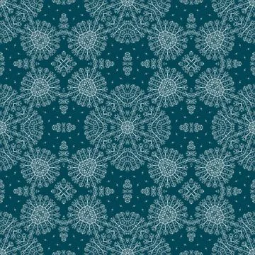 Christmas seamless pattern. Christmas background blue. Snowflake pattern. H.. Stock Illustration