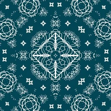 Christmas seamless pattern. Christmas background blue. Snowflake pattern. H.. Stock Illustration
