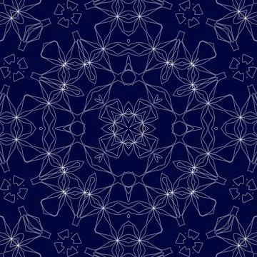 Christmas seamless pattern. Christmas background blue. Snowflake pattern. H.. Stock Illustration