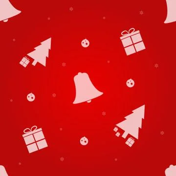 Christmas seamless pattern with Christmas Tree, Gifts, Snowflakes and Bell. E Stock Illustration