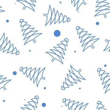 Christmas seamless pattern with christmas tree and snowflakes, vector background 스톡 일러스트