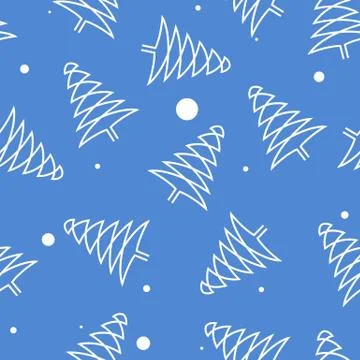 Christmas seamless pattern with christmas tree and snowflakes, vector background Stock Illustration