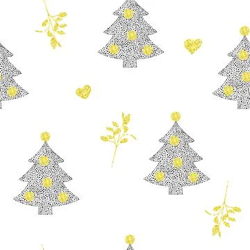 Christmas seamless pattern with Christmas tree Stock Illustration