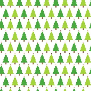Christmas seamless pattern with christmas trees on white background. Winter H Stock Illustration