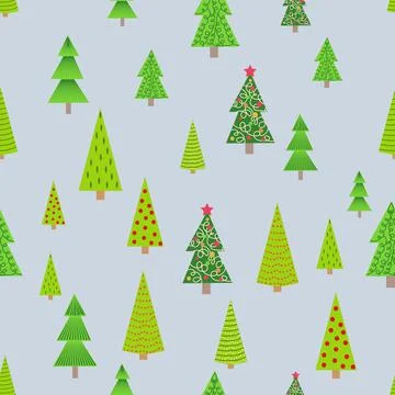Christmas seamless pattern with Christmas trees of different sizes, forest. C Stock Illustration