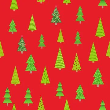 Christmas seamless pattern with Christmas trees of different sizes, forest. C Illustrazione stock