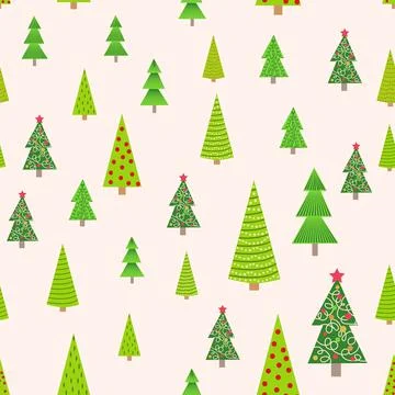 Christmas seamless pattern with Christmas trees of different sizes, forest. C Stock Illustration