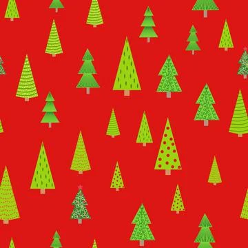 Christmas seamless pattern with Christmas trees of different sizes, forest. C イラスト素材