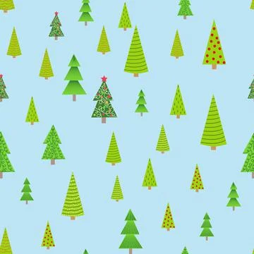 Christmas seamless pattern with Christmas trees of different sizes, forest. C Illustrazione stock