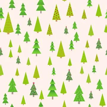 Christmas seamless pattern with Christmas trees of different sizes, forest. C Illustrazione stock