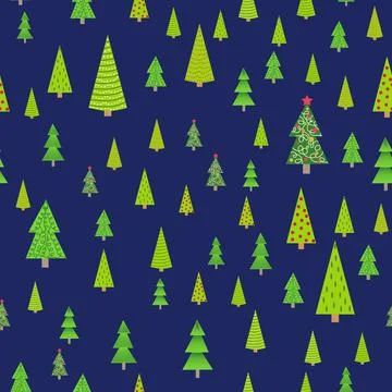 Christmas seamless pattern with Christmas trees of different sizes, forest. C Illustrazione stock