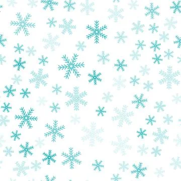 Christmas seamless pattern with colored snowflake, winter festive ornament fo Stock Illustration