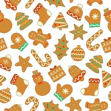 Christmas seamless pattern with cookies. Stock Illustration