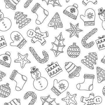 Christmas seamless pattern with cookies. Illustrazione stock