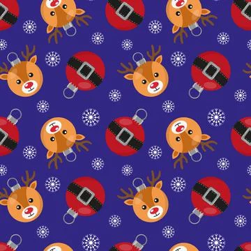 Christmas seamless pattern with cute baubles. Stock Illustration